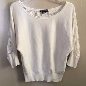 American Eagle cream sweater with lace back